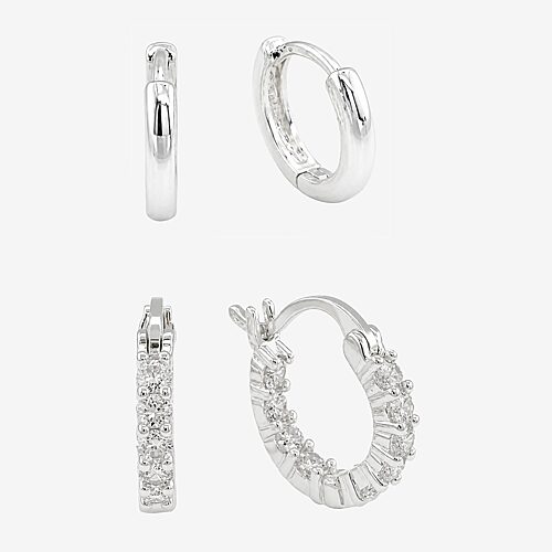 Sparkle Allure Sparkle Allure Womens Simulated Cubic Zirconia Round 2 Pair Earring Set, One Size, Silver