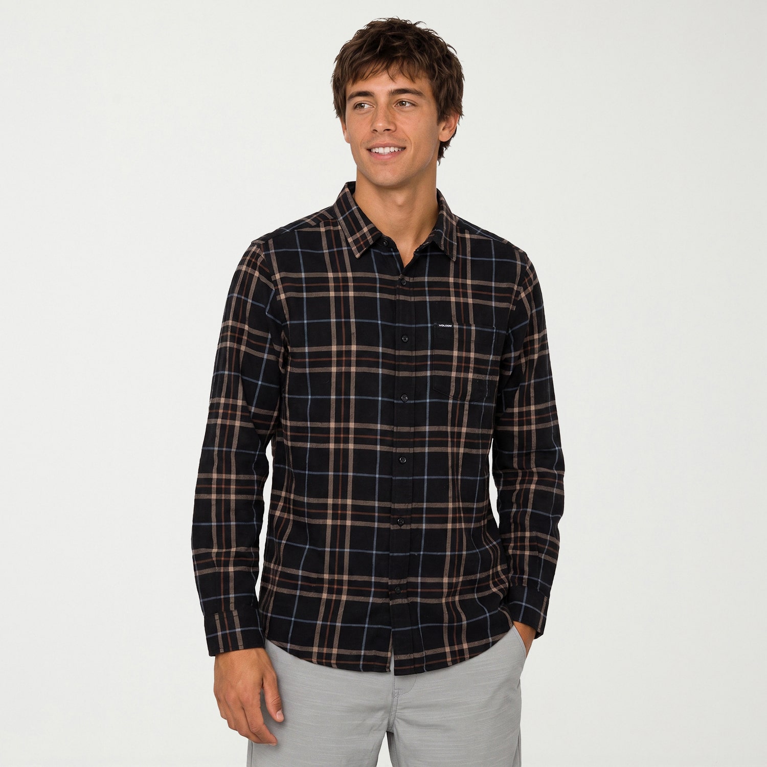 VOLCOM Mens Long Sleeve Regular Fit Flannel Shirt