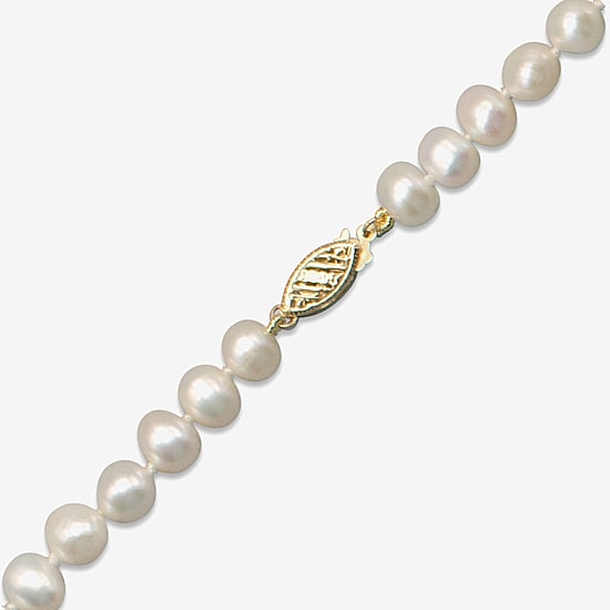 Womens White 10K Gold 18 Inch Strand Necklace