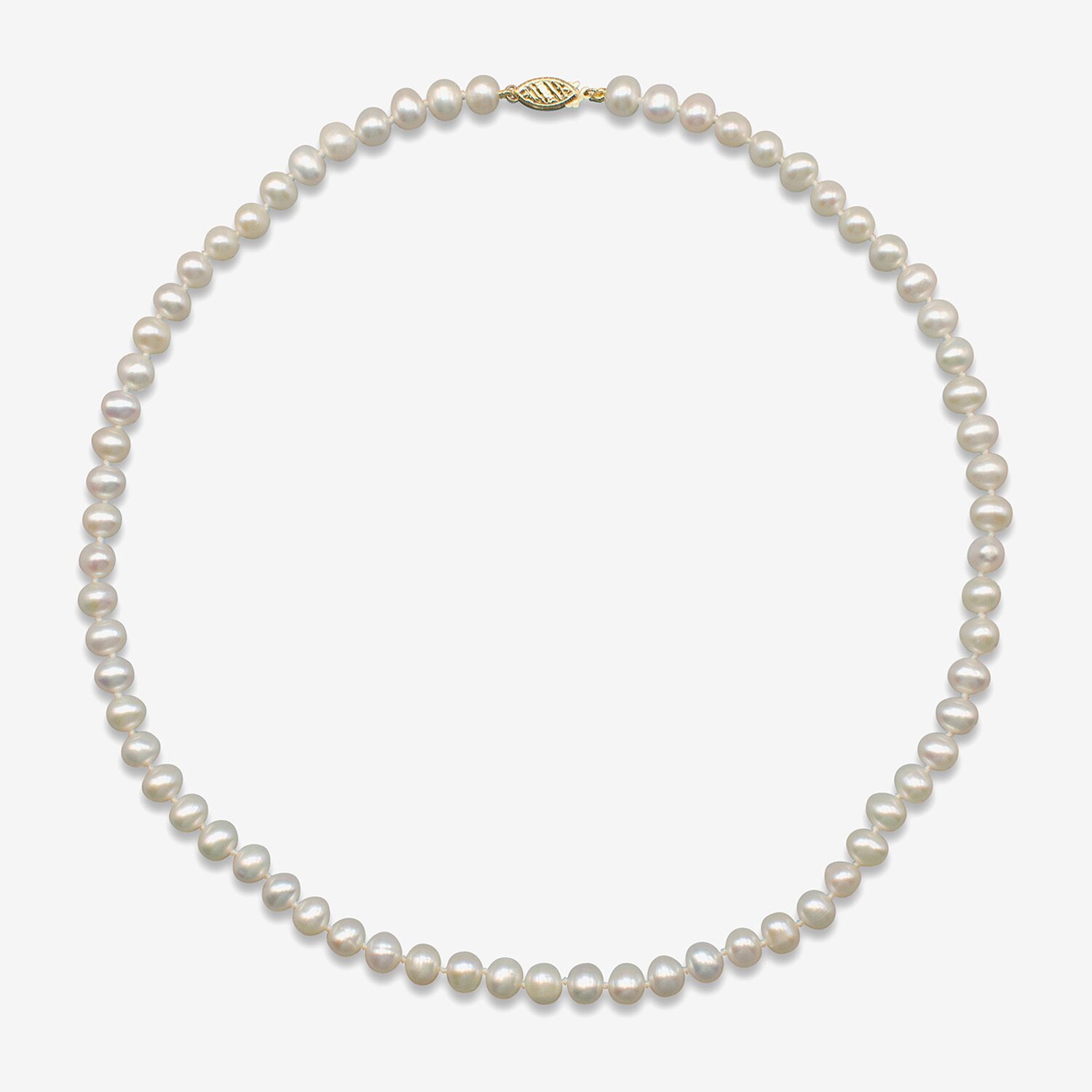 Womens White 10K Gold Inch Strand Necklace
