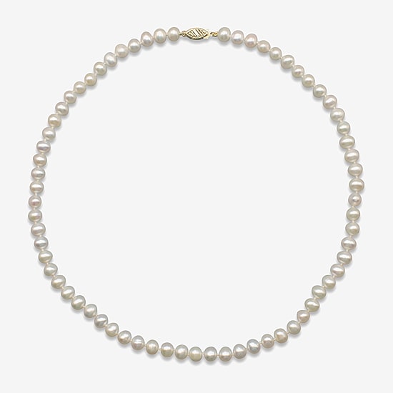 Womens White 10K Gold 18 Inch Strand Necklace