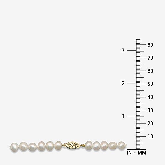 Womens White 10K Gold 18 Inch Strand Necklace