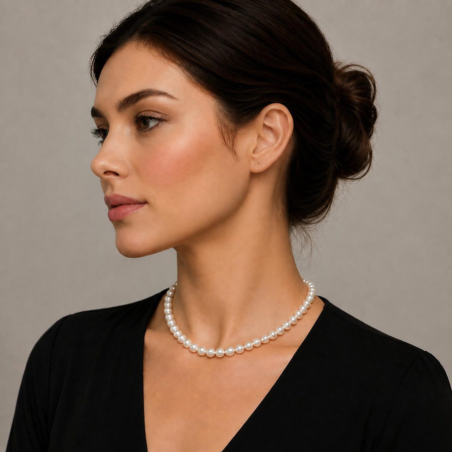 Womens White 10K Gold Inch Strand Necklace