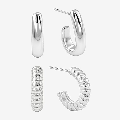 Sparkle Allure Sparkle Allure Womens Cubic Zirconia 2 Pair Earring Set, One Size, Silver