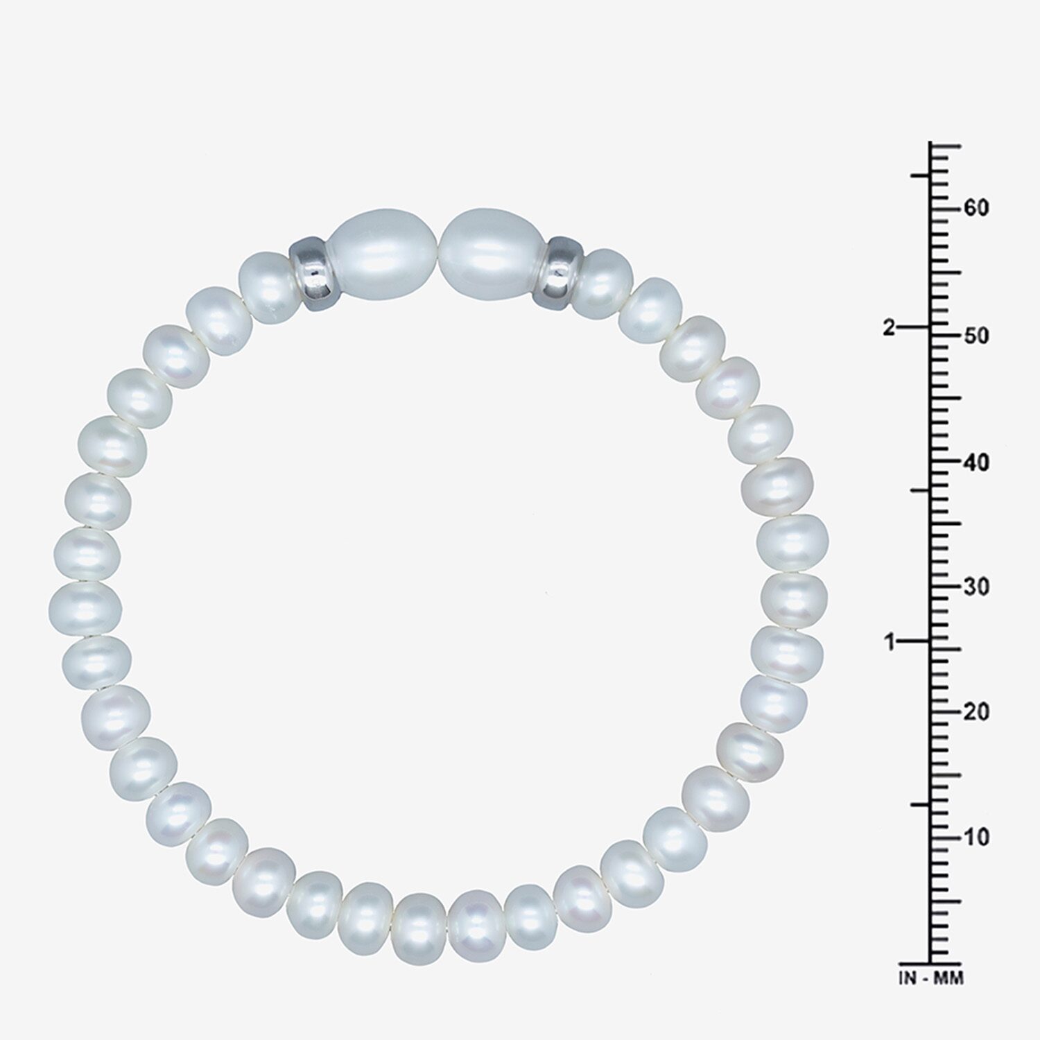 Womens White Cultured Freshwater Pearl Sterling Silver Bangle Bracelet