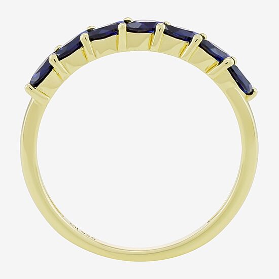 Womens Lab Created Blue Sapphire 14K Gold Over Silver Pear Band