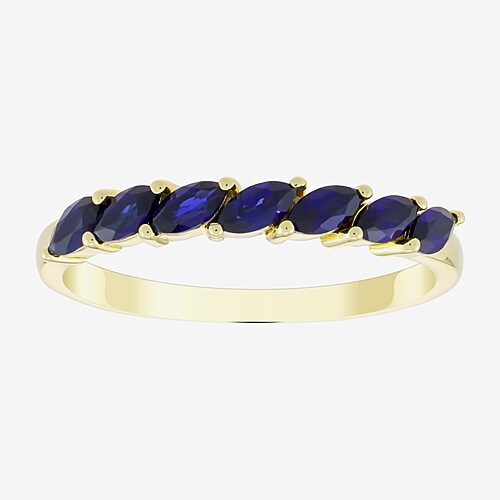 Womens Lab Created Blue Sapphire 14K Gold Over Silver Pear Band, 9, Blue