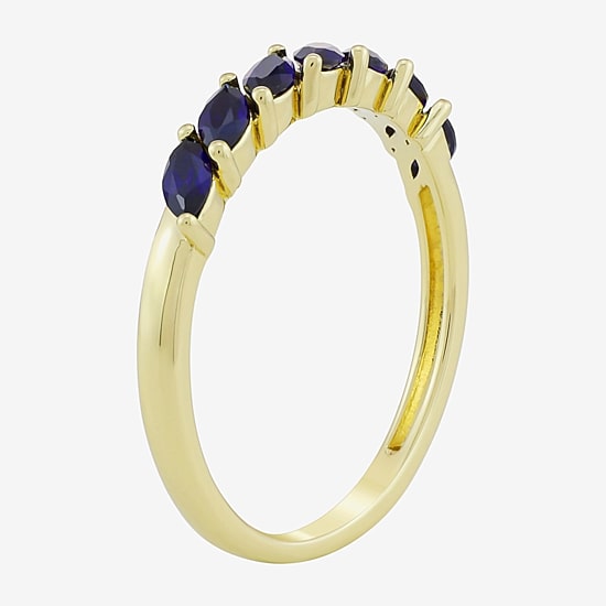 Womens Lab Created Blue Sapphire 14K Gold Over Silver Pear Band