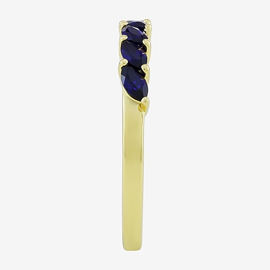 Womens Lab Created Blue Sapphire 14K Gold Over Silver Pear Band