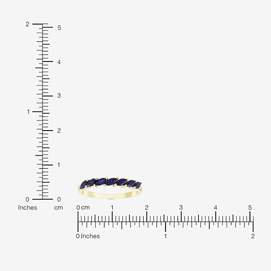 Womens Lab Created Blue Sapphire 14K Gold Over Silver Pear Band