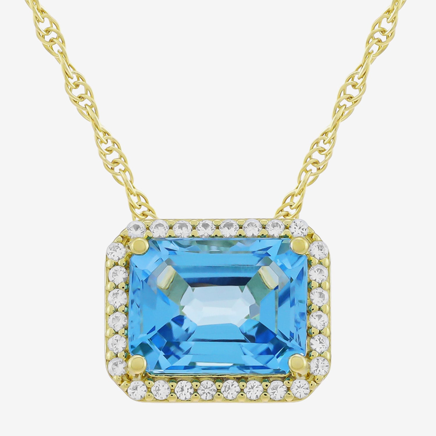 Womens Genuine Blue Topaz 14K Gold Over Silver 18 Inch Pendant Necklace