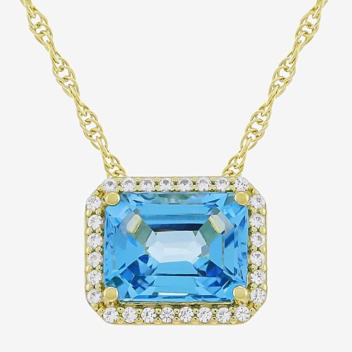 Womens Genuine Blue Topaz 14K Gold Over Silver 18 Inch Pendant Necklace, One Size, Blue