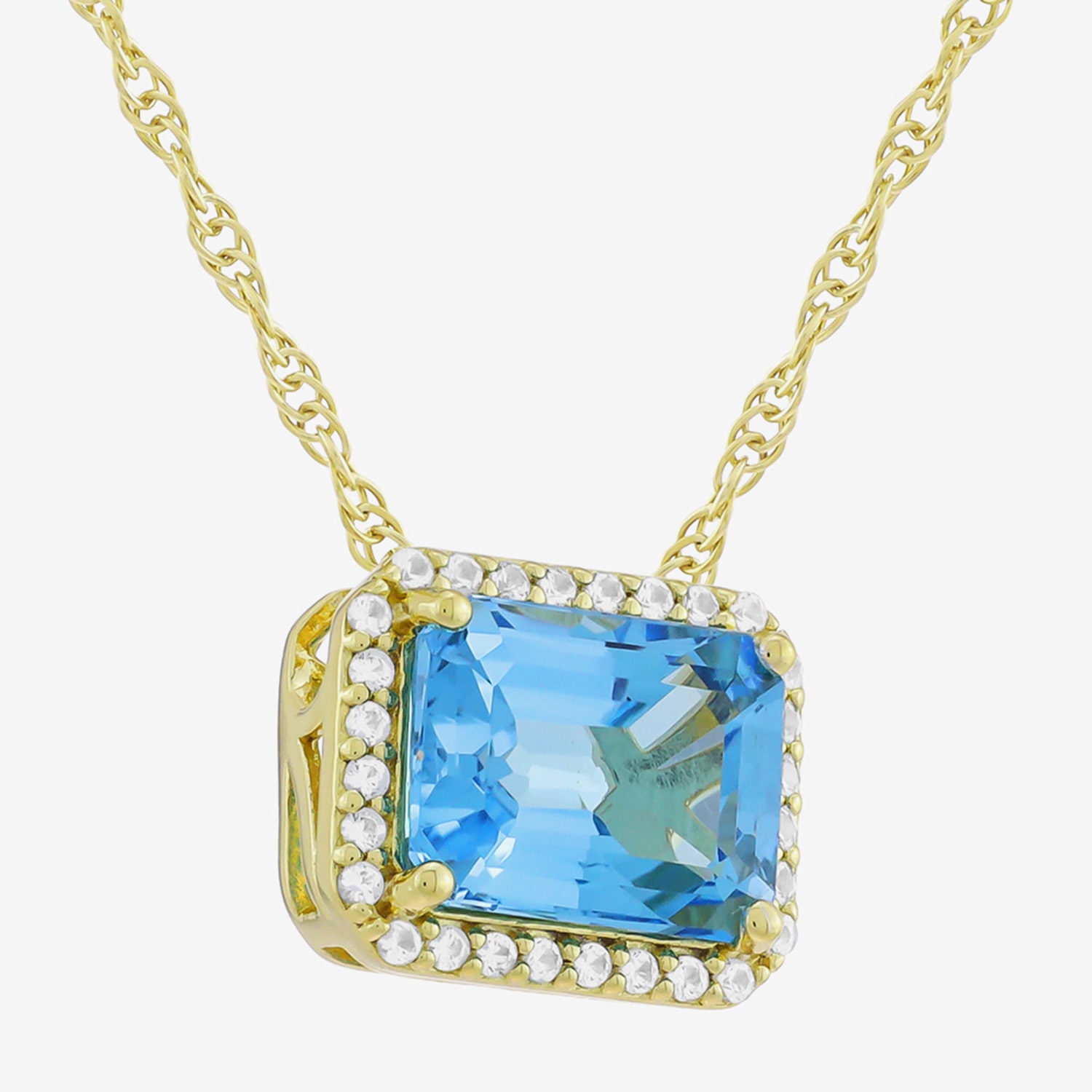 Womens Genuine Blue Topaz 14K Gold Over Silver 18 Inch Pendant Necklace