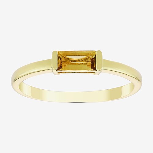 Womens Lab Created or Genuine Gemstone 14K Vermeil Ring, 9, Yellow
