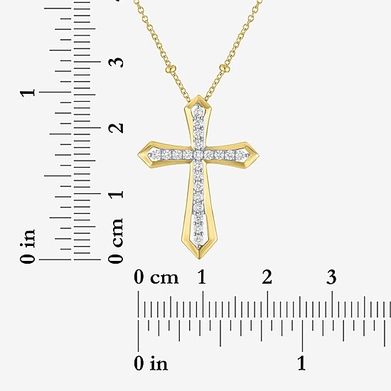 Yes, Please! Womens Lab Created White Sapphire 14K Gold Over Brass Cross 16 Inch Pendant Necklace