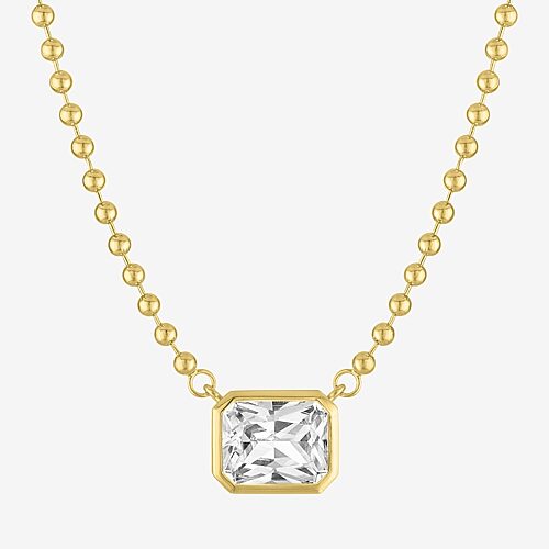 Yes, Please! Womens Lab Created White Sapphire 14K Gold Over Brass 16 Inch Pendant Necklace, One Size, White