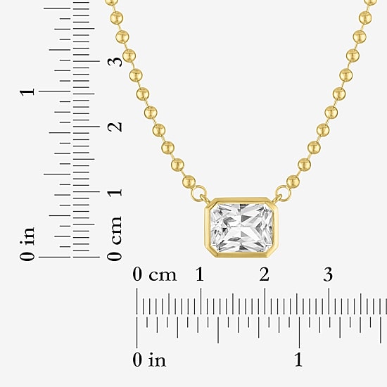 Yes, Please! Womens Lab Created White Sapphire 14K Gold Over Brass 16 Inch Pendant Necklace