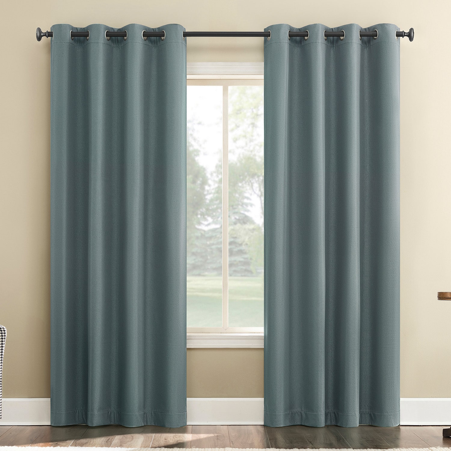 Sun Zero Atmosphere Grommet Top 100% Blackout Single Curtain Panel