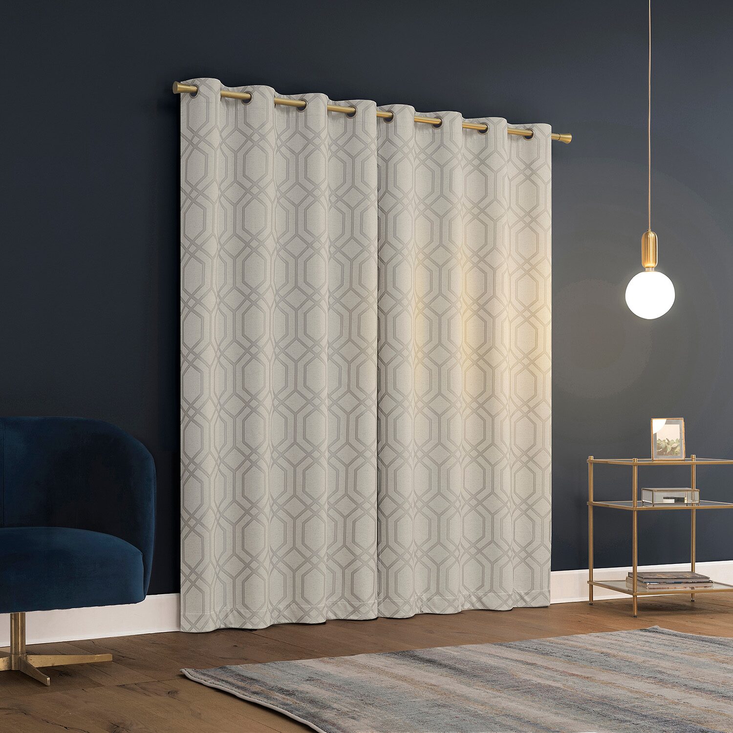 Sun Zero Atmosphere Davenport Grommet Top 100% Blackout Single Curtain Panel