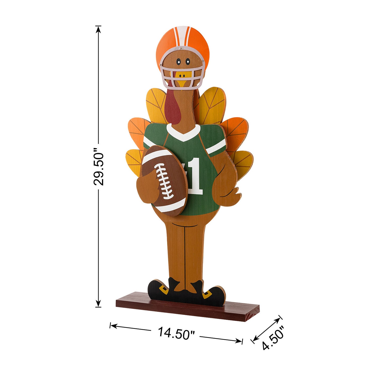 Glitzhome 30" Wooden Football Turkey Thanksgiving Porch Sign
