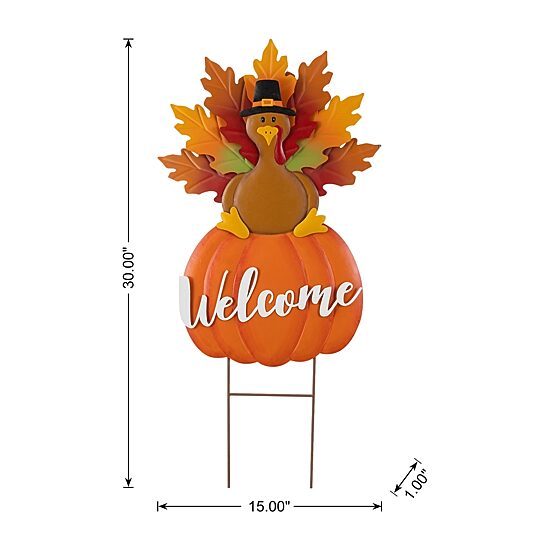 Glitzhome 30" Metal Turkey Thanksgiving Yard Art