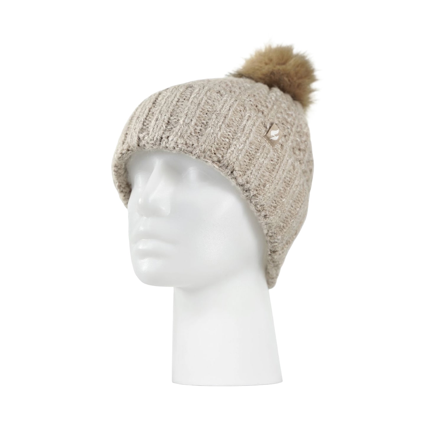 Heat Holders  Marseille Ribbed Roll Up With Pom Womens Moisture Wicking Beanie