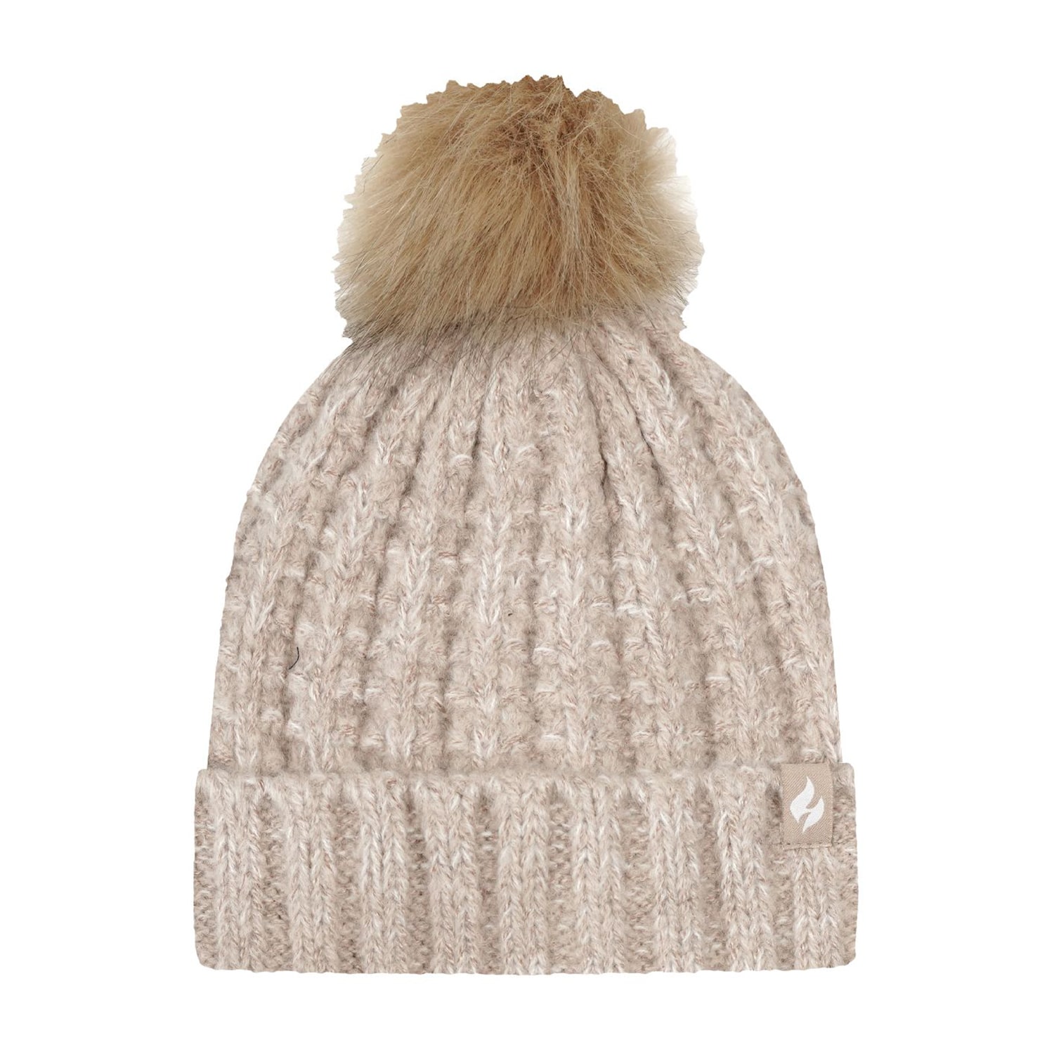Heat Holders  Marseille Ribbed Roll Up With Pom Womens Moisture Wicking Beanie