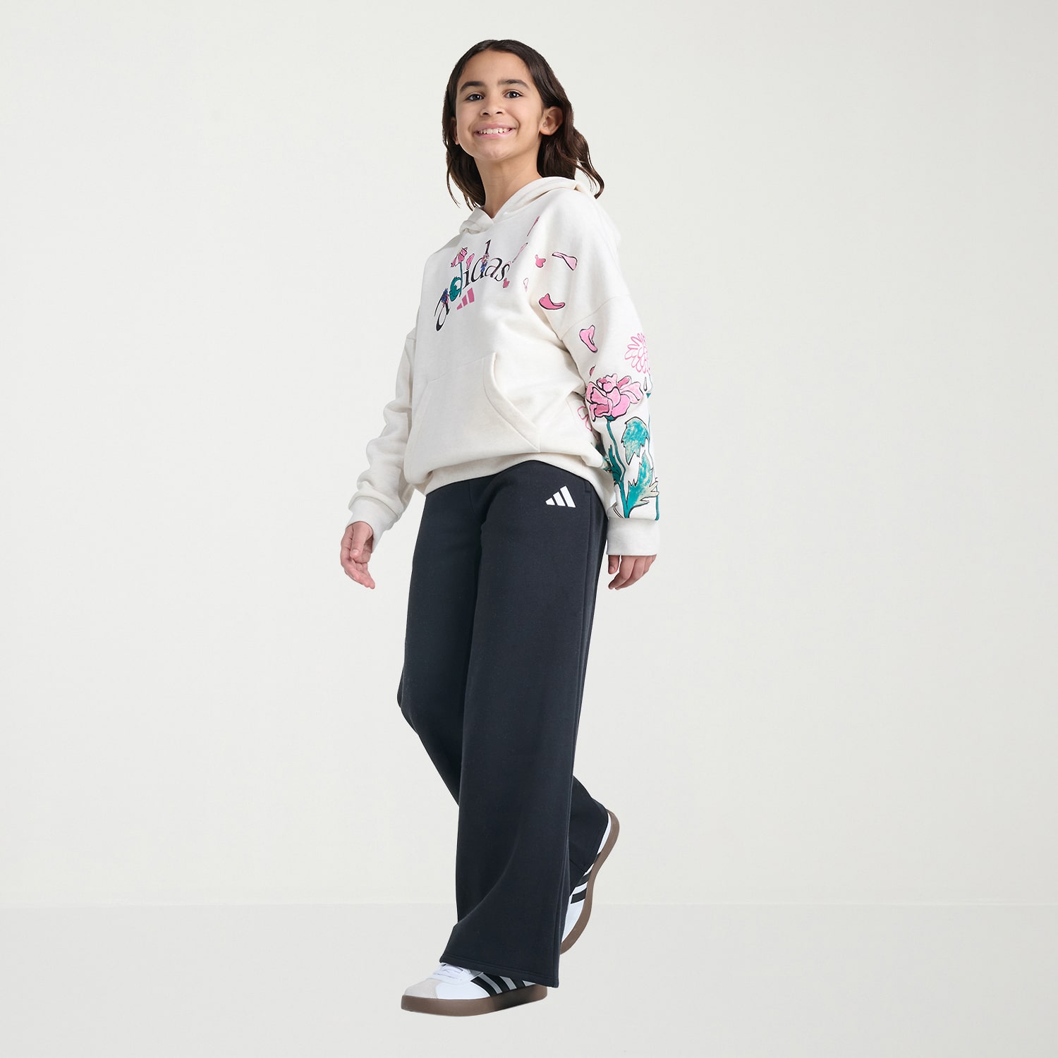 adidas Big Kid Girls Mid Rise Wide Leg Regular Fit Fleece Pull-On Pant