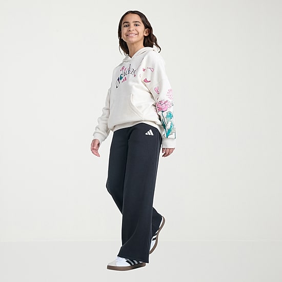 adidas Big Kid Girls Mid Rise Wide Leg Regular Fit Fleece Pull-On Pant