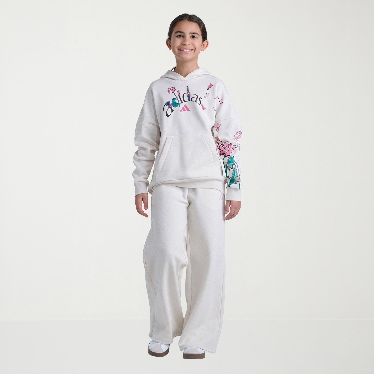 adidas Big Kid Girls Mid Rise Wide Leg Regular Fit Fleece Pull-On Pant