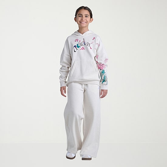 adidas Big Kid Girls Mid Rise Wide Leg Regular Fit Fleece Pull-On Pant