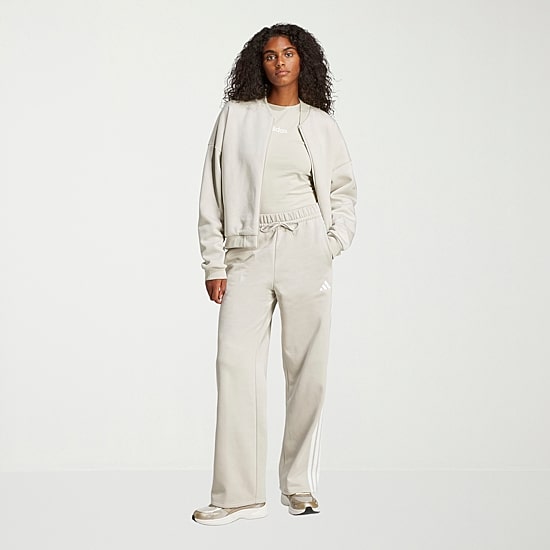 adidas Womens Wide Leg Mid Rise Regular Fit Fleece Sweatpant
