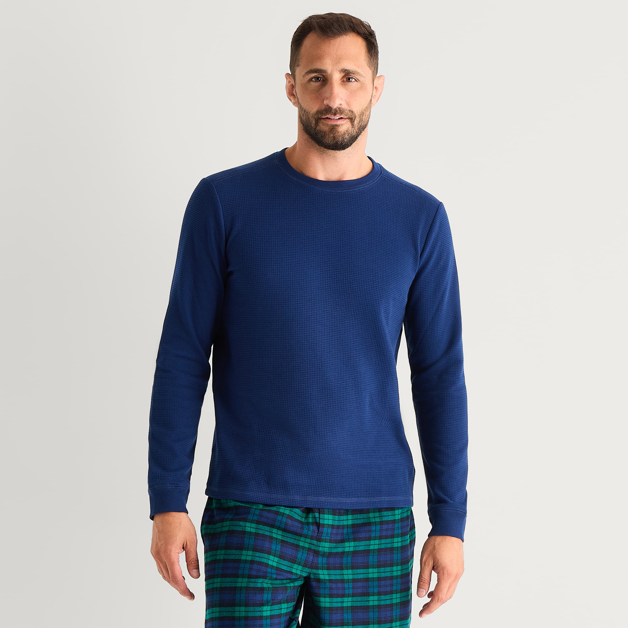 St. John's Bay Mens Waffle Crew Neck Long Sleeve Pajama Top