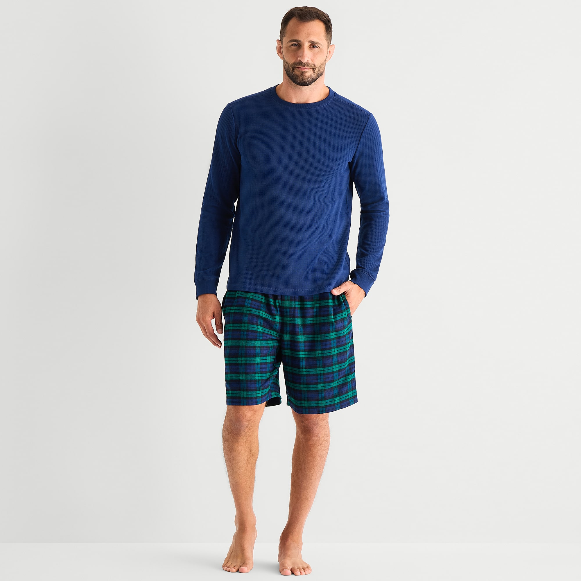 St. John's Bay Mens Waffle Crew Neck Long Sleeve Pajama Top