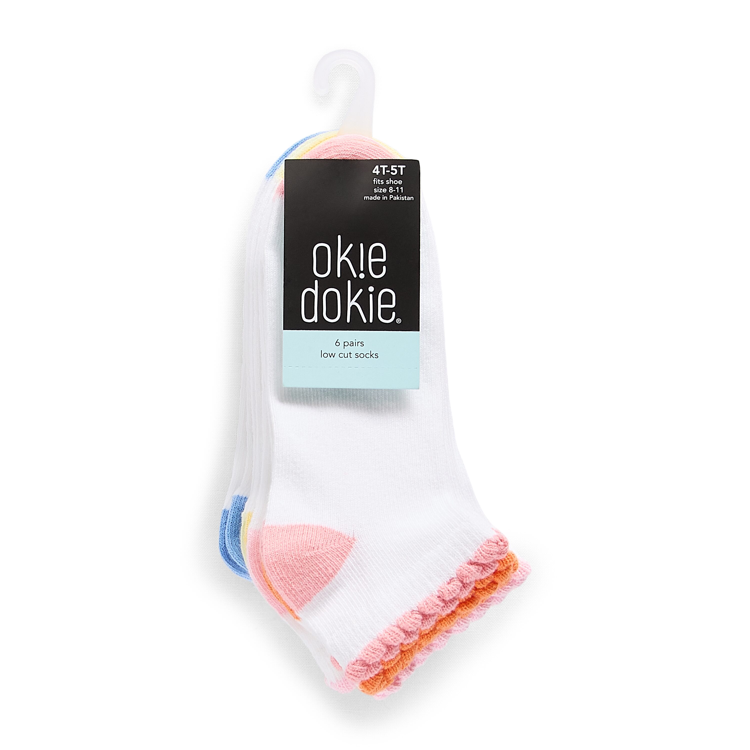 Okie Dokie Little & Big Kid Girls Multi-Pack 6 Pair Toddler Low Cut Socks