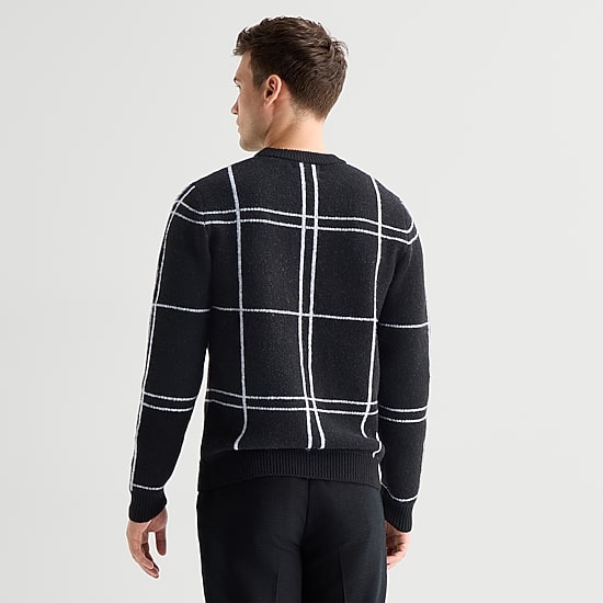 J. Ferrar Plaid Mens Crew Neck Long Sleeve Pullover Sweater
