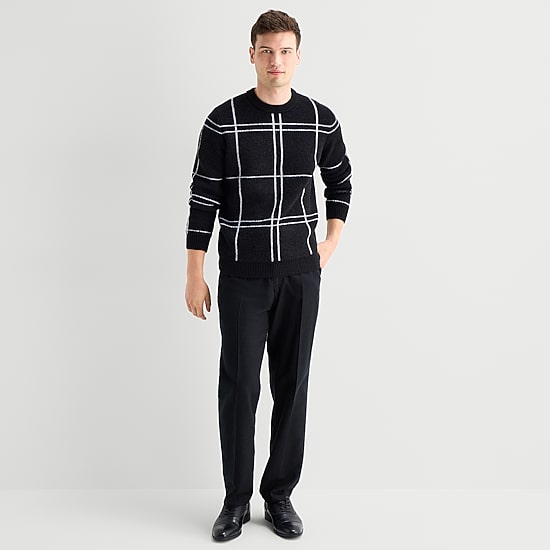 J. Ferrar Plaid Mens Crew Neck Long Sleeve Pullover Sweater