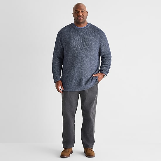 mutual weave Big and Tall Mens Crew Neck Long Sleeve Pullover Sweater