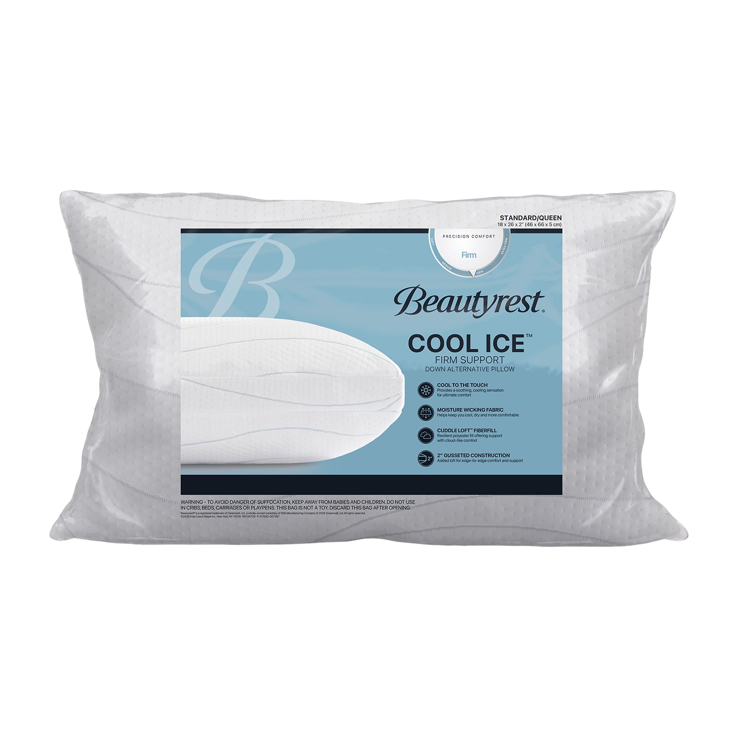 Beautyrest Cool Ice Firm Support Bed Pillow