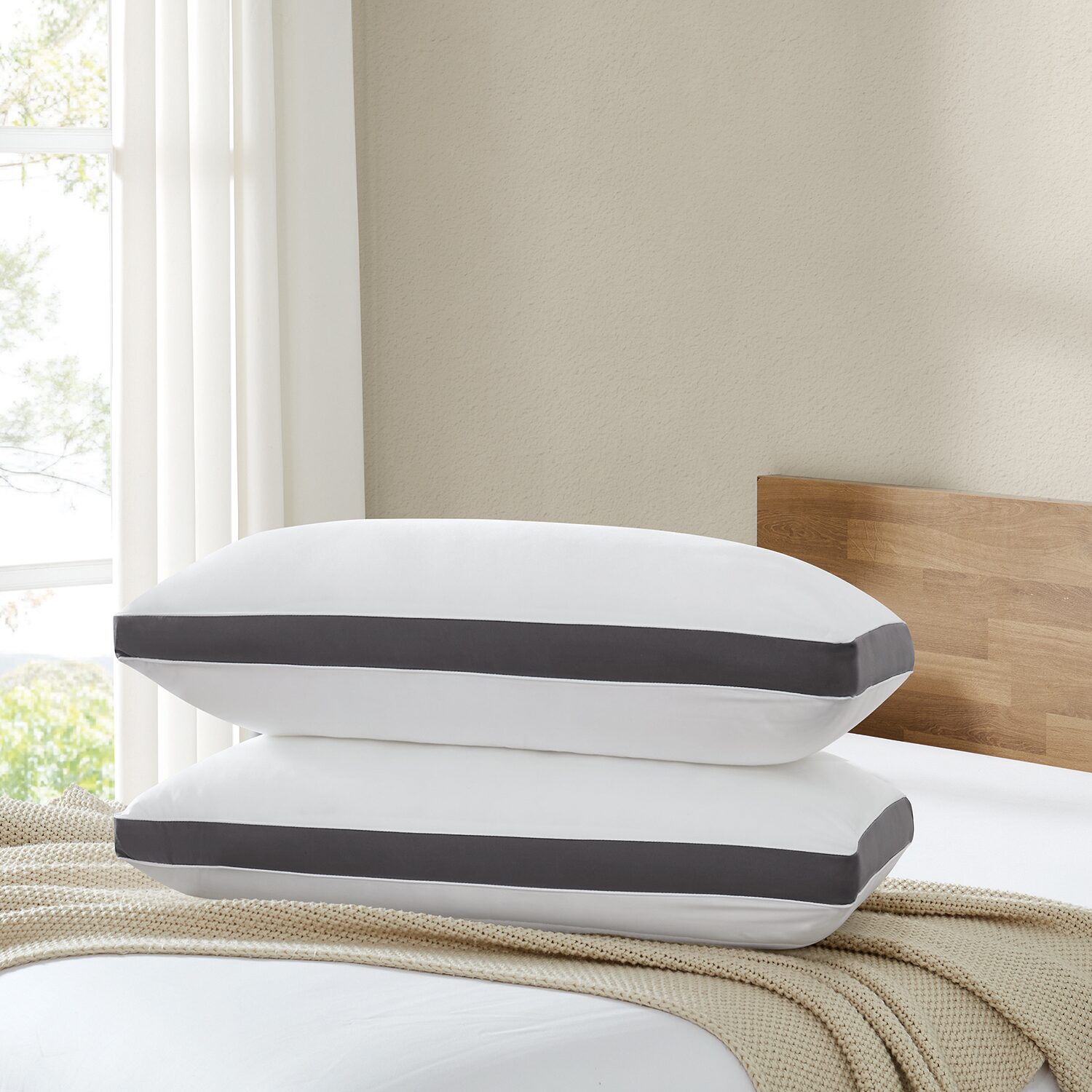 Brooklyn Loom Hotel Gusset 2 Pack Medium Density Bed Pillow