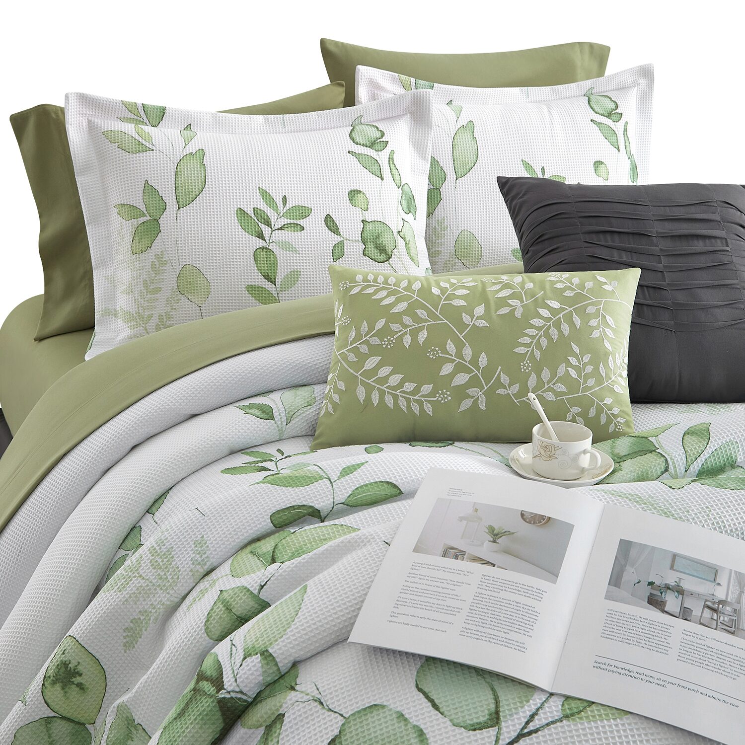 Stratford Park Waffle Printed 10-pc. Easy Care Comforter Set