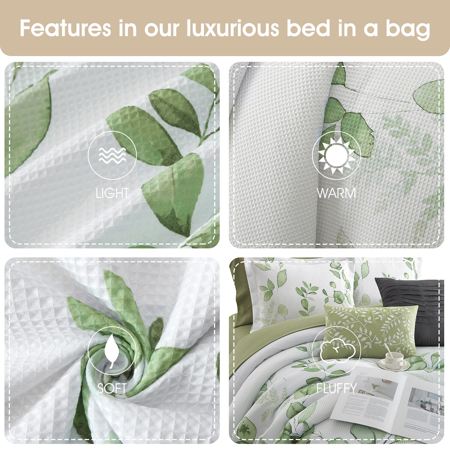 Stratford Park Waffle Printed 10-pc. Easy Care Comforter Set