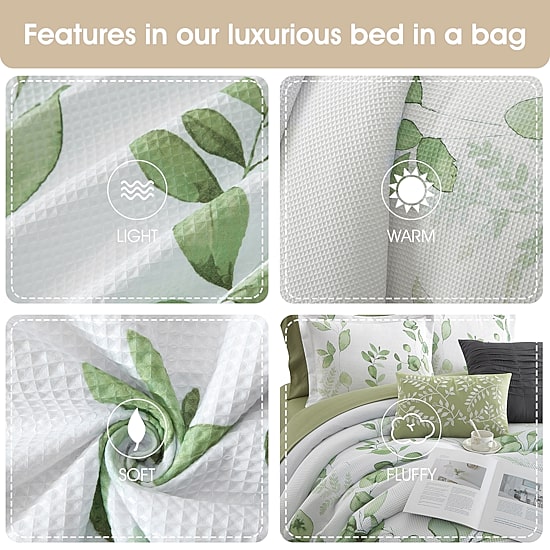 Stratford Park Waffle Printed 10-pc. Easy Care Comforter Set