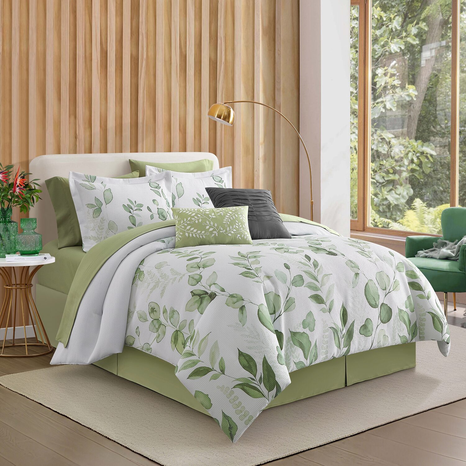 Stratford Park Waffle Printed 10-pc. Easy Care Comforter Set