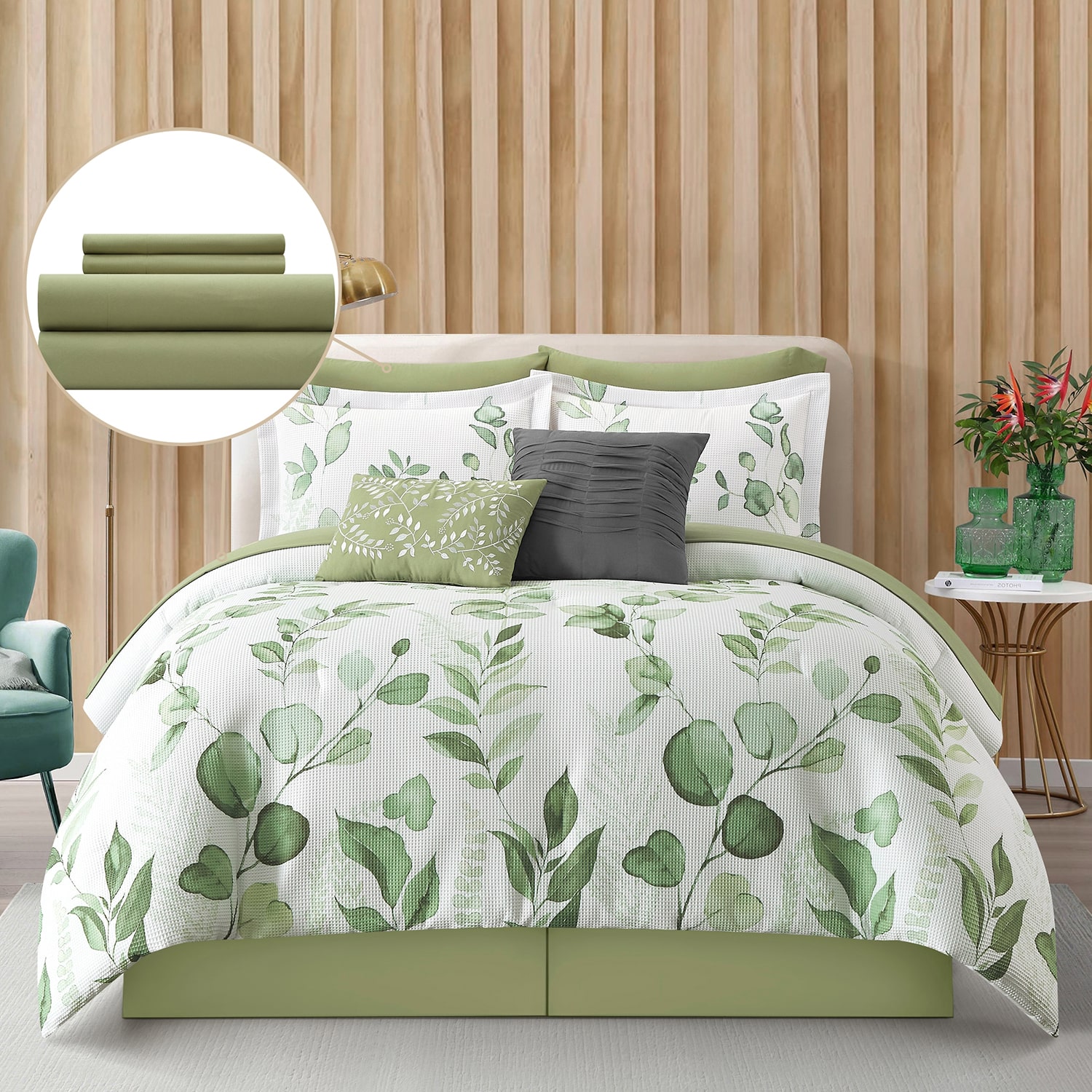 Stratford Park Waffle Printed 10-pc. Easy Care Comforter Set