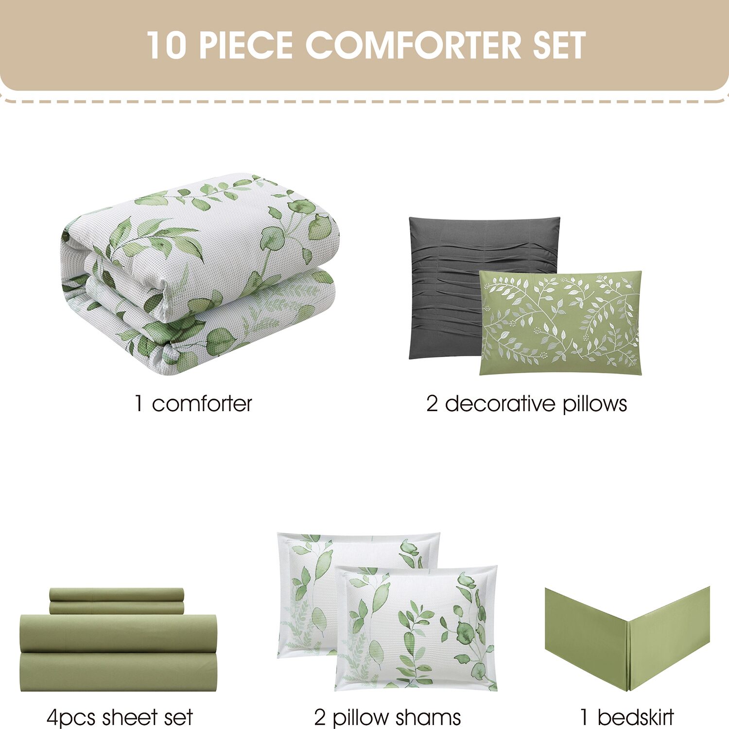 Stratford Park Waffle Printed 10-pc. Easy Care Comforter Set