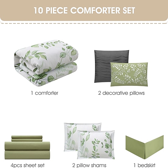 Stratford Park Waffle Printed 10-pc. Easy Care Comforter Set