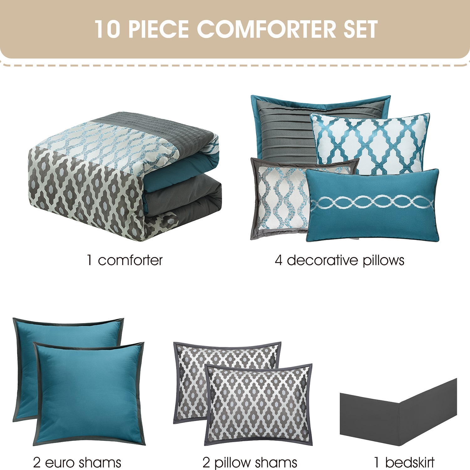 Stratford Park Oversize Geometric 10-pc. Easy Care Comforter Set