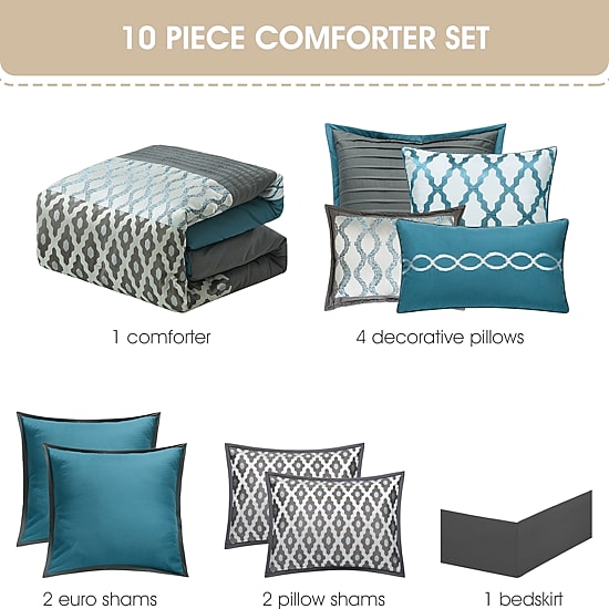 Stratford Park Oversize Geometric 10-pc. Easy Care Comforter Set