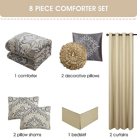 Stratford Park Jacquard 8-pc. Easy Care Comforter Set
